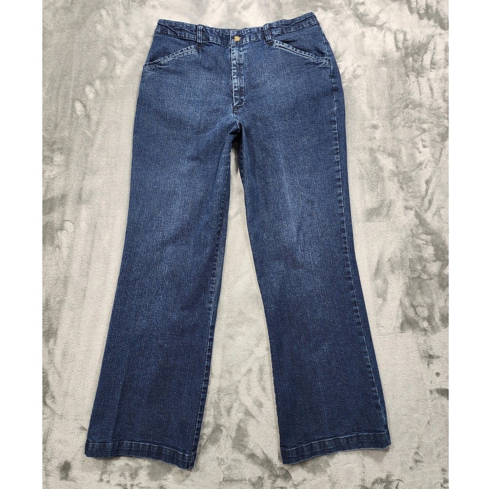 Vintage White Stag Jeans Womens 12 Blue Dark Wash High Rise Straight Leg Stretch